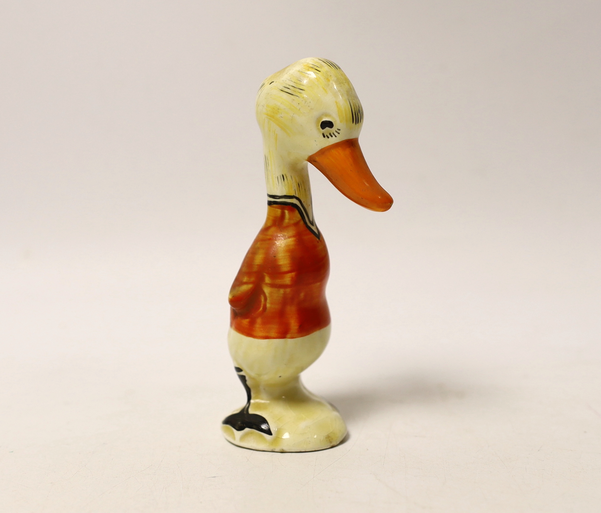 A Clarice Cliff for Newport pottery duck condiment accessory, stamped to the base, 12.5cm high